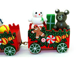 4 Pcs Wooden Christmas Train Decoration Figurine Set