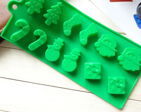 12-Cavity Silicone Baking Christmas Chocolate Mold - Green