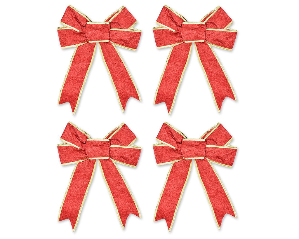 Christmas Party Decoration Ornaments 4 Pcs 10'' Glitter Bows