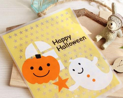 100 Pcs Halloween Party Accessory Cookie Candy Gift Treat Bag - Ghost