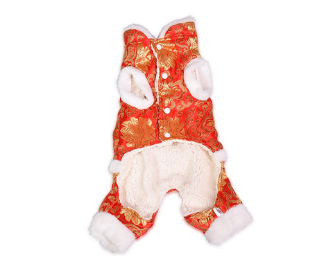 Chinese Traditional Style Dog Costume Pet Clothes - Red