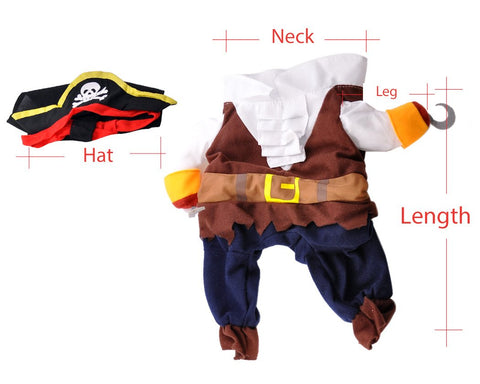 Caribbean Pirate Style Pet Clothes Dog Costume with Hat