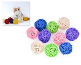 10 Pcs Woven Rattan Pet Ball with Bell Sound