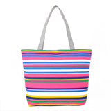 16 Inches Striped Canvas Tote Beach Handbag