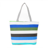 16 Inches Striped Canvas Tote Beach Handbag