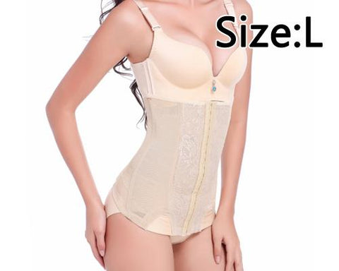 Women's Waist Trainer Cincher Tummy Slimming Corset Belt Lace - Nude L