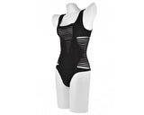 Hollow Out Strappy Monokini Swimwear - Black