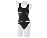 Hollow Out Strappy Monokini Swimwear - Black