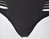 Hollow Out Strappy Monokini Swimwear - Black