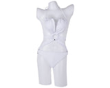 Sexy Bandage Backless Monokini Swimwear - White