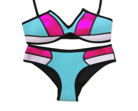 Color Block 2 Way Bikini Set - Mint