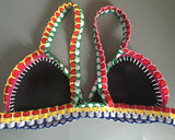 Tribal Style Crochet Triangle Bikini Set - Blue