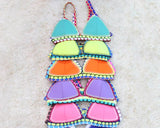 Tribal Style Crochet Triangle Bikini Set - Orange