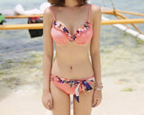 Light Floral Bikini Set with Cover Up Blouse and Shorts