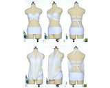 Solid Color Bandage Halter Bikini Set with Cover Up Sarong - White
