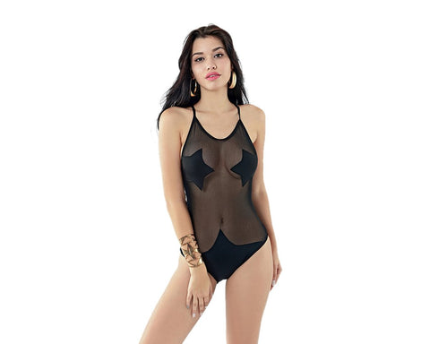 See Through Series Mesh Spice One Piece Monokini Swimwear - B