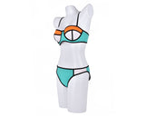 Spaghetti Strap Series Color Block Bikini Set - Mint