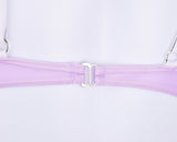 Purple Color Shell Design Bra Halter Bikini Set - A