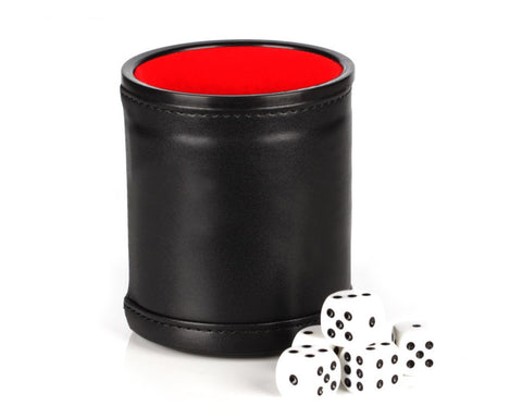 Leather Dice Cup with 5 Pieces Dot  Dices