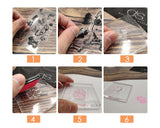 Clear Stamps 6 Sheets Silicone Cling Stamps for Acrylic Stamp Block