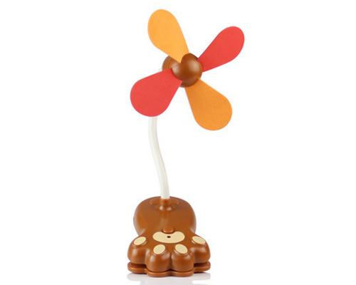 Paw Clip-On USB Rechargeable Cooling Mini Baby Stroller Fan - Brown