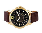 CURREN Fashion Analog Date Brown PU Leather Men Wrist Watch