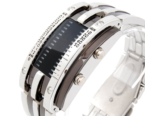 Luxury Men's Army Style Bracelet LED Sport Binary Wrist Watch