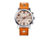 CURREN Army Numerals Round Dial Men Watch with Leather Band