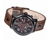 CURREN Army Numerals Round Dial Men Watch with Leather Band