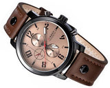 CURREN Army Numerals Round Dial Men Watch with Leather Band