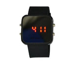 Unisex Silicone Band Mirror Dial LED Digital Sport Wrist Watch