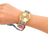 Women Ethnic Knitted Weaved Band Bracelet Quartz Dial Wrist Watch