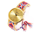 Women Ethnic Knitted Weaved Band Bracelet Quartz Dial Wrist Watch