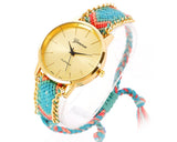 Women Ethnic Knitted Weaved Band Bracelet Quartz Dial Wrist Watch