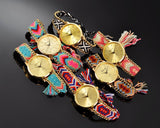 6 Pcs Women Ethnic Knitted Weaved Bracelet Quartz Dial Wrist Watch Set