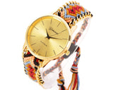 6 Pcs Women Ethnic Knitted Weaved Bracelet Quartz Dial Wrist Watch Set