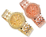 3 Pcs Classic Women Rhinestone Round CZ Quartz Dial Wrist Watches Set