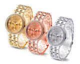 3 Pcs Classic Women Rhinestone Round CZ Quartz Dial Wrist Watches Set