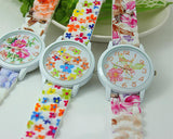 Geneva Nice Flower Silicone Analog Quartz Women Wrist Watch