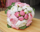20 Pcs Wedding Silk Flowers Bouquet - White Pink