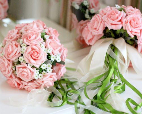 20 Pcs Glamorous Bride Wedding Flowers Bouquet - Pink