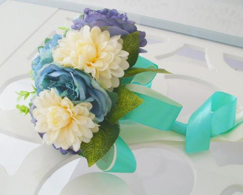 Vintage Wedding Rose Flowers Bouquet - Blue