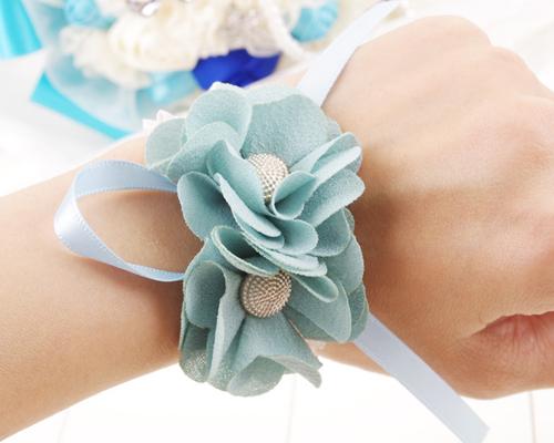 6 Pcs Wedding Bridesmaids Wrist Flower Corsage - Blue