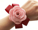 6 Pcs Flower Wedding Wrist Corsages - Pink
