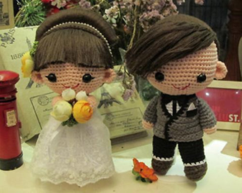 Sweet Bride and Groom Handmade Wedding Dolls