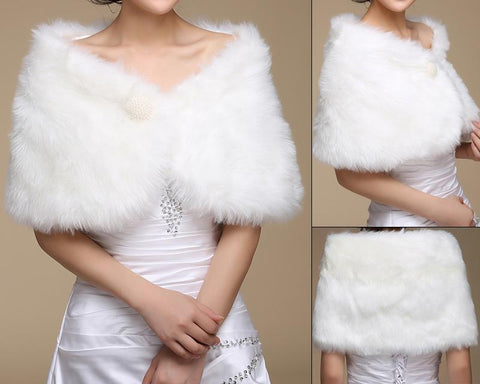 Pearl White Faux Fur Wedding Wraps