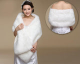 Elegant Lady Bridal Faux Fur Wedding Shawl - White