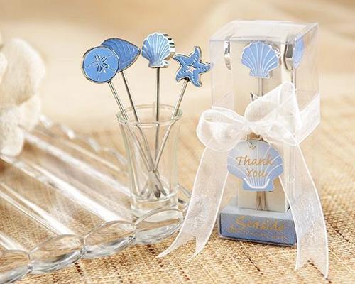 4 Pcs Romantic Ocean Stainless Steel Wedding Favors Fruit Fork Set