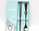Love Stainless Steel Wedding Favors Spoon And Chopsticks Set