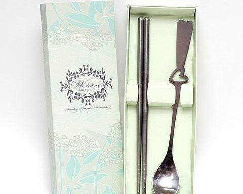Sweet Stainless Steel Wedding Favors Spoon And Chopsticks Set